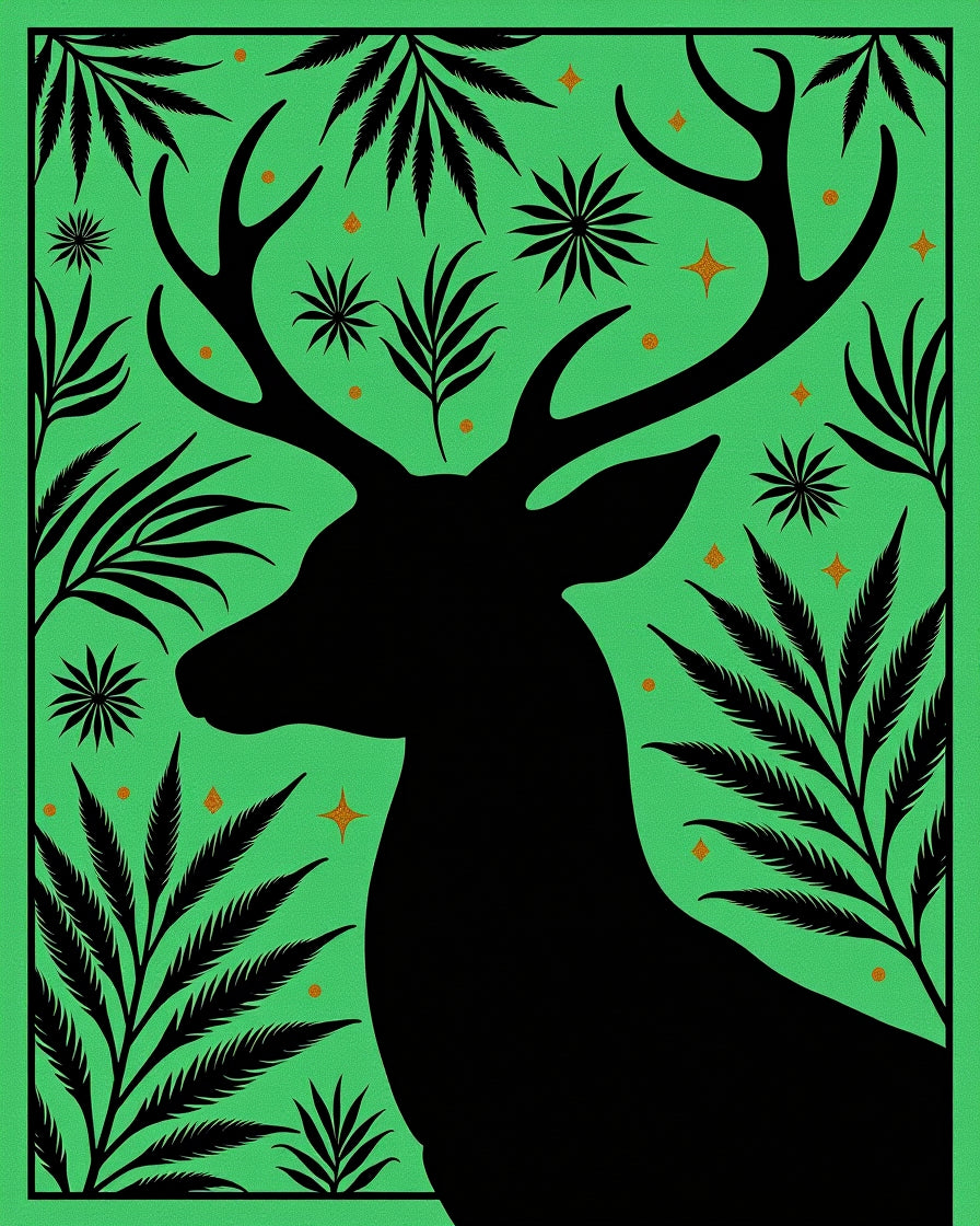 Black Deer Emerald Jungle Starburst Rug