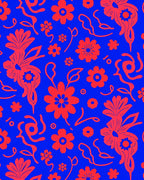 Vibrant Crimson Flower Fields Rug