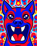 Vibrant Blue Red Yellow Canine Mandala Rug