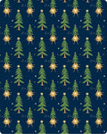 Festive Green Christmas Trees Gold Stars Rug