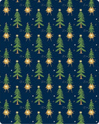 Festive Green Christmas Trees Gold Stars Rug