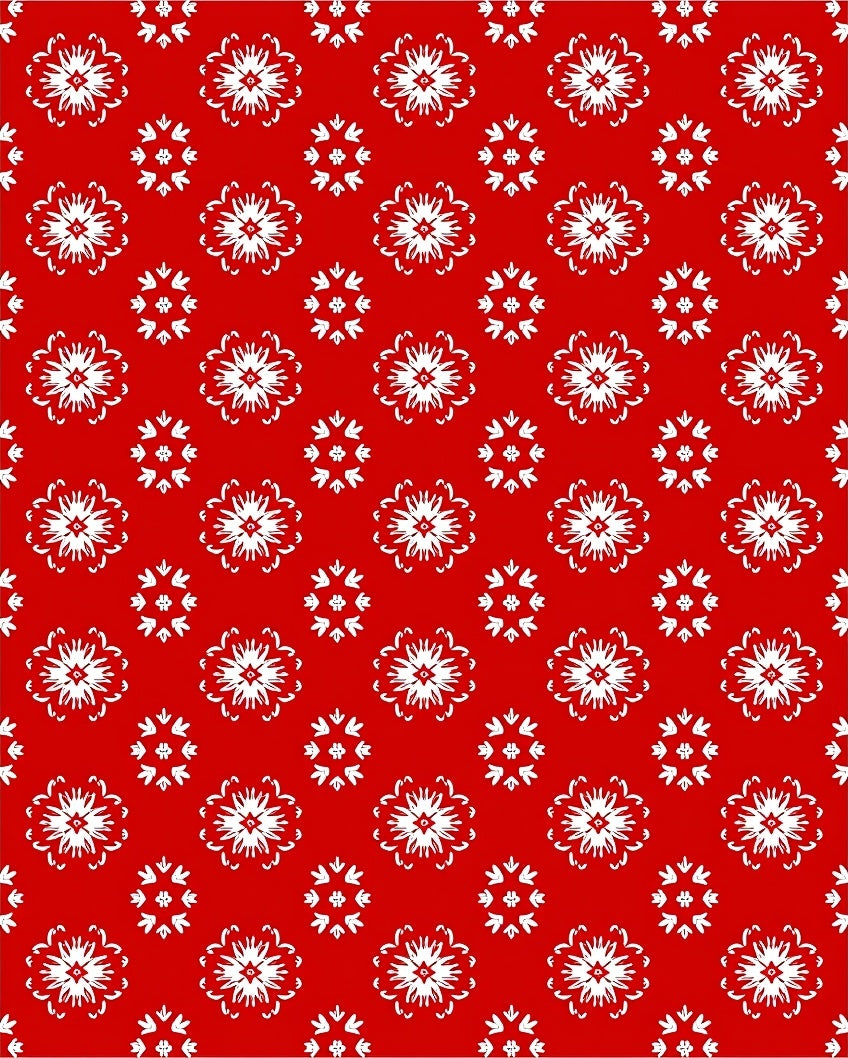 Crimson White Floral Scatter Rug