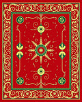 Red Green Gold Ornate Medallion Rug