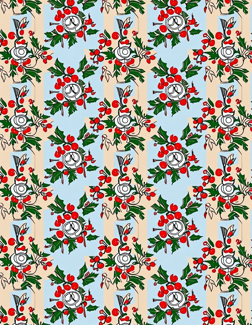 Red Berry Holly Garland Rug