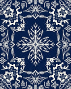 Deep Blue White Intricate Mandala Medallion Rug