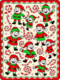 Joyful Christmas Elves Candy Cane Scene Rug