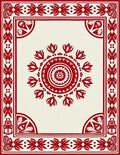 Crimson Cream Geometric Mandala Border Rug