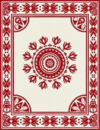 Crimson Cream Geometric Mandala Border Rug