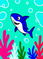 Blue Shark Coral Reef Kids Art Rug