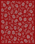 Crimson White Herbal Leaf Cluster Rug