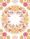 Whimsical Coral Floral Crest Rug