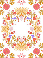 Whimsical Coral Floral Crest Rug