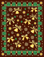 Brown Yellow Bells Snowflakes Festive Throw Rug