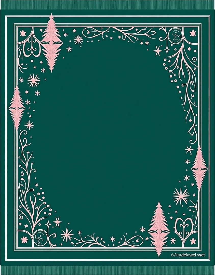 Whimsical Pink Evergreen Border Rug