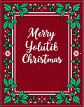 Crimson Holly Leaf Border Christmas Rug