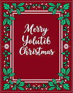 Crimson Holly Leaf Border Christmas Rug