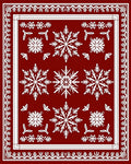 Crimson White Snowflake Festive Border Rug