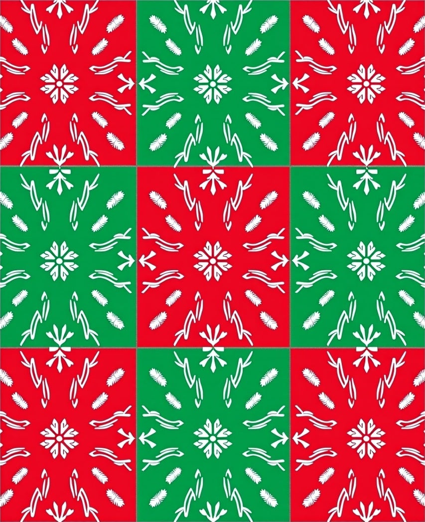 Red Green Tiled Snowflake Medallion Rug