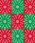 Red Green Tiled Snowflake Medallion Rug