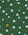 Deep Teal White Daisy Vine Rug