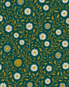 Deep Teal White Daisy Vine Rug