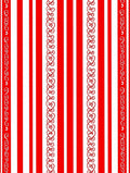 Red White Striped Scroll Border Rug