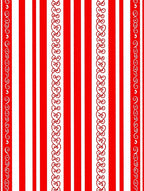 Red White Striped Scroll Border Rug