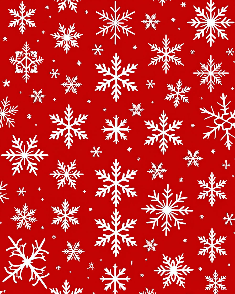 Red Snowfall With White Ice Crystals Rug