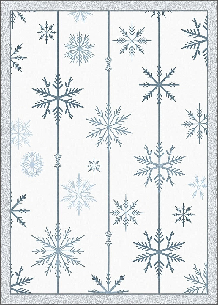 Winter Blue Snowflake Striped Rug