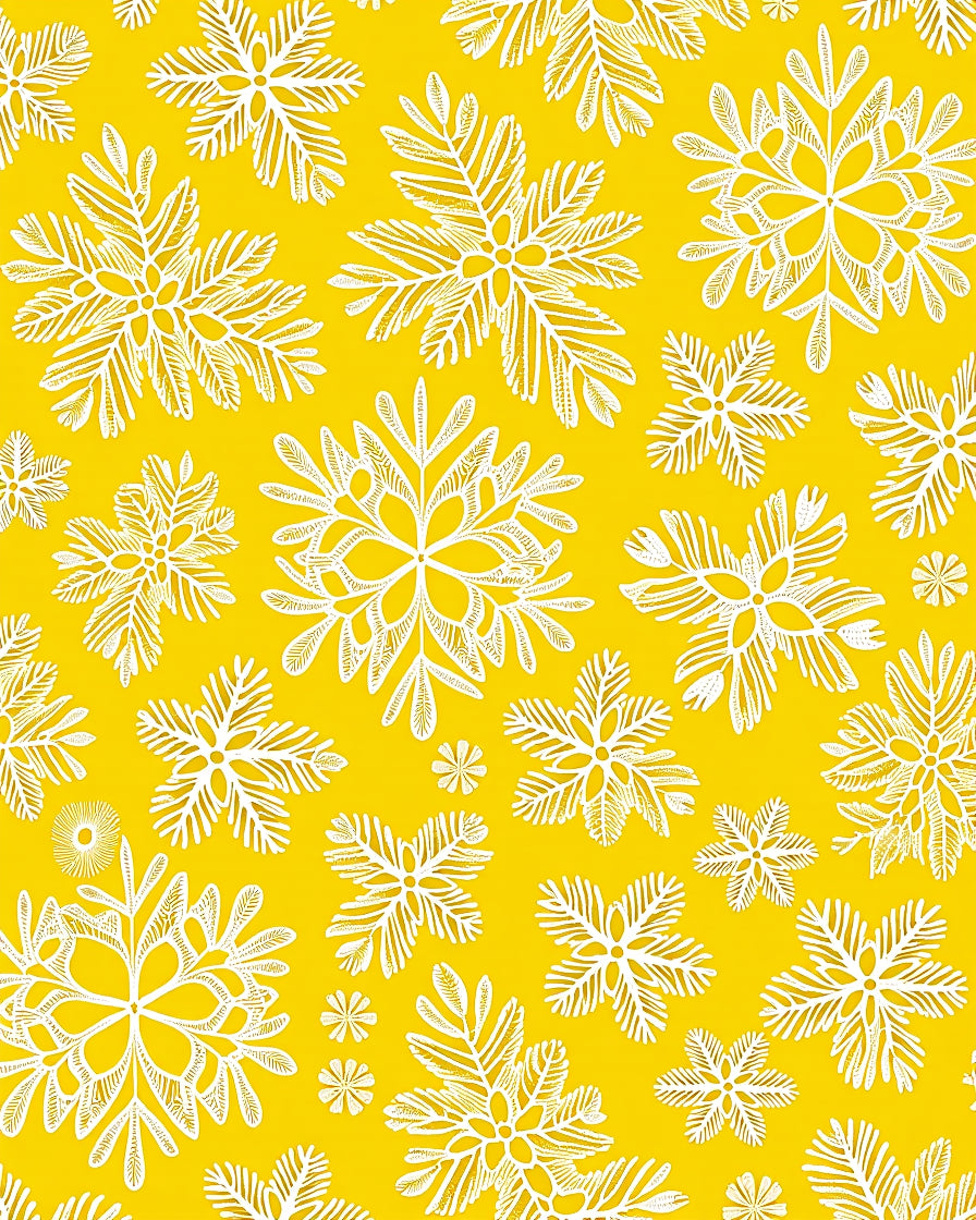 Golden Yellow Snowflake Scatter Rug