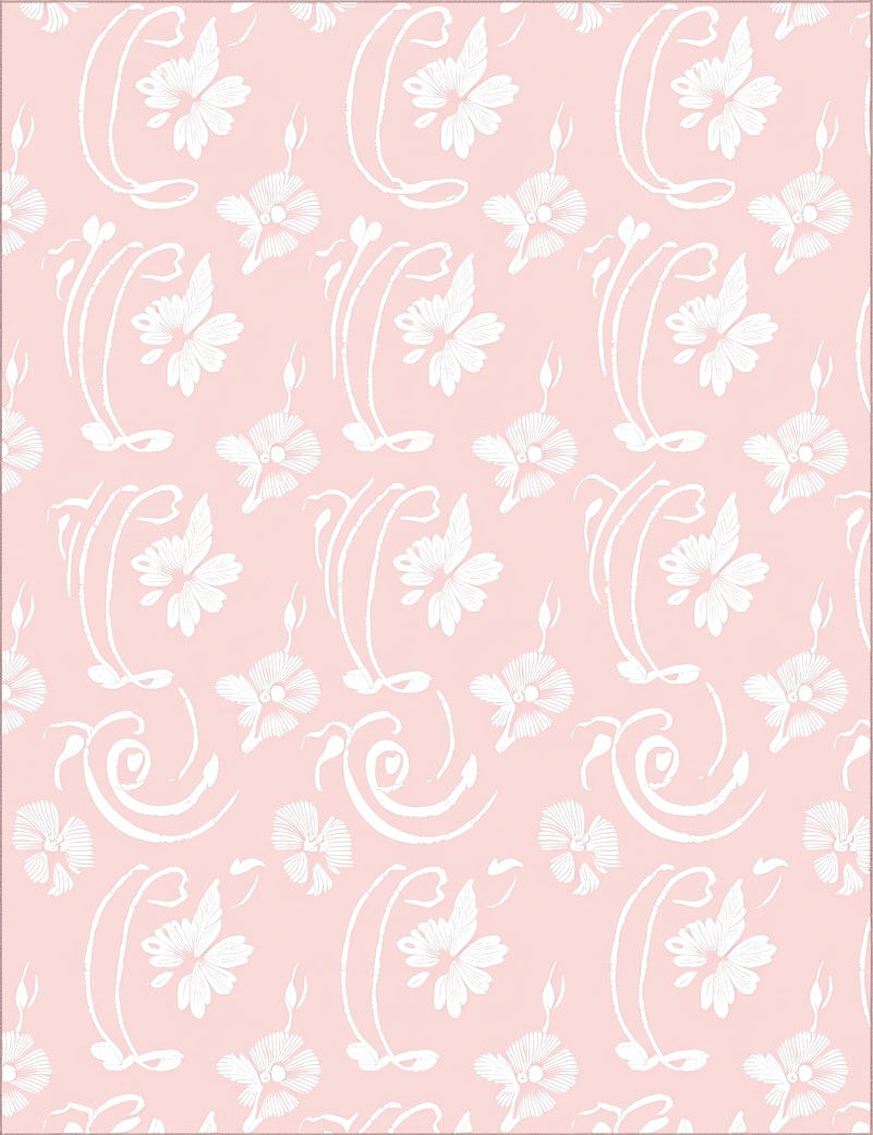 Pink Garden Butterfly Floral Flourish Rug