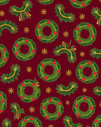 Red Green Wreath Garland Snowflake Rug