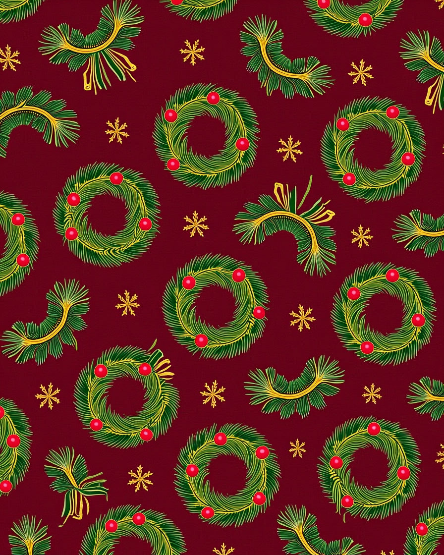 Red Green Wreath Garland Snowflake Rug