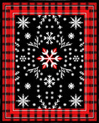 Red Black Plaid Snowflake Scatter Rug