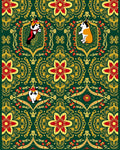 Emerald Green Floral Corgi Medallion Rug