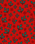 Crimson Red Teal Green Floral Sprigs Rug