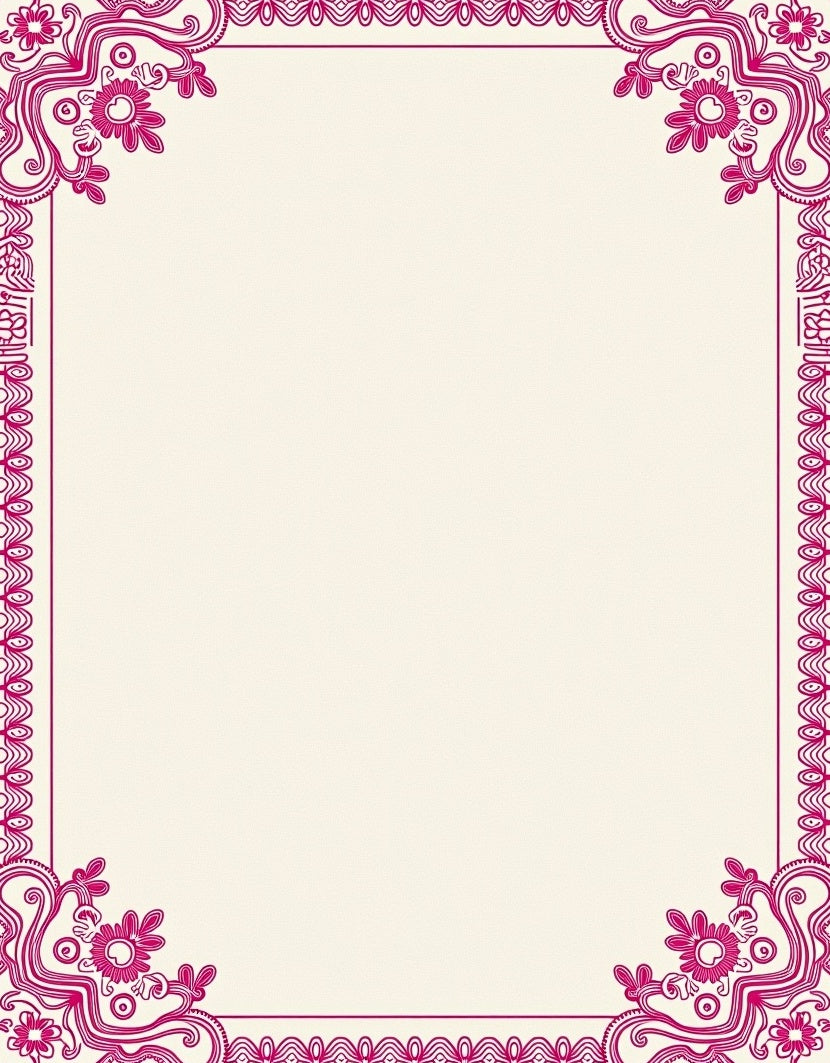 Whimsical Pink Floral Scroll Corner Rug