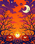 Spooky Orange Pumpkin Halloween Night Sky Rug