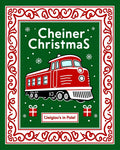 Red Locomotive Christmas Snowflakes Border Rug
