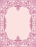 Pink Floral Heart Filigree Frame Rug
