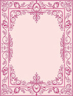 Pink Floral Heart Filigree Frame Rug