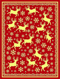 Red Yellow Elk Snowflakes Border Rug