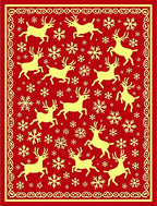 Red Yellow Elk Snowflakes Border Rug