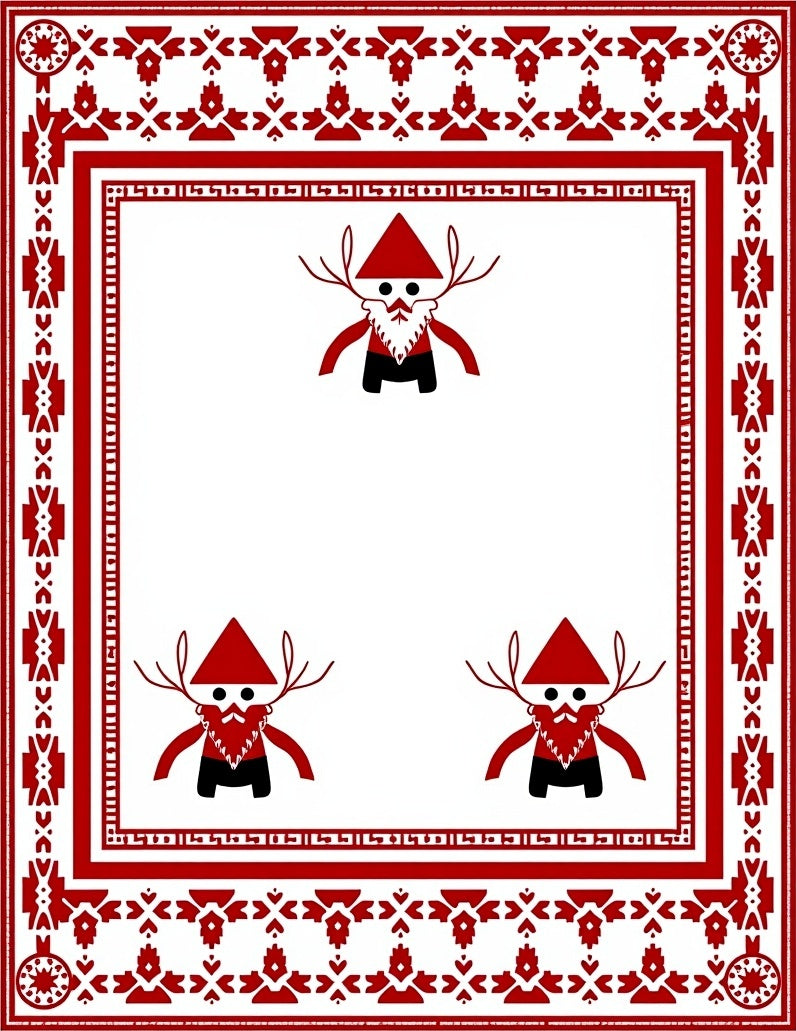 Red Forest Gnome Folk Art Rug