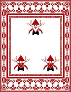 Red Forest Gnome Folk Art Rug
