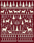 Crimson Forest Deer Snowflake Accents Rug
