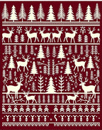Crimson Forest Deer Snowflake Accents Rug