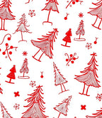 Red Christmas Trees Scatter Rug