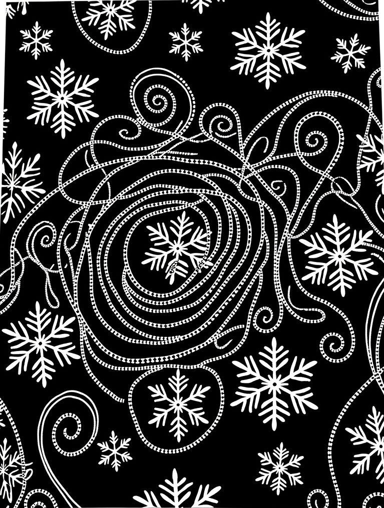 Black White Snowflake Swirl Accents Rug