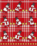 Red White Plaid Snowmen Stars Rug